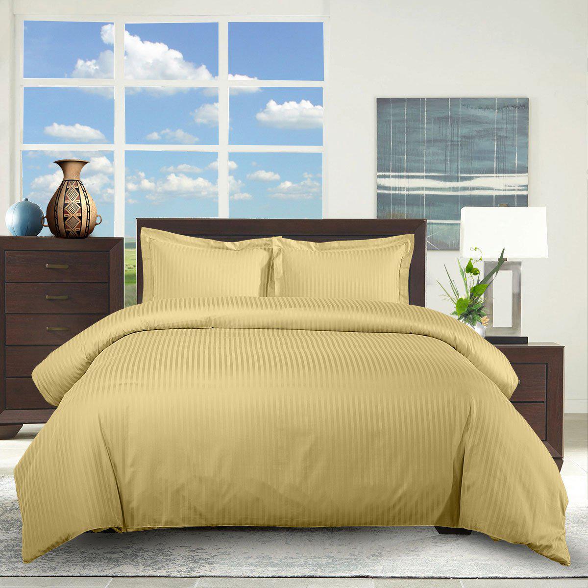 100% Cotton Duvet Cover Set Damask Stripe