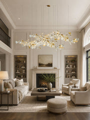 Gold White Leaves Combination Gingko Chandeliers