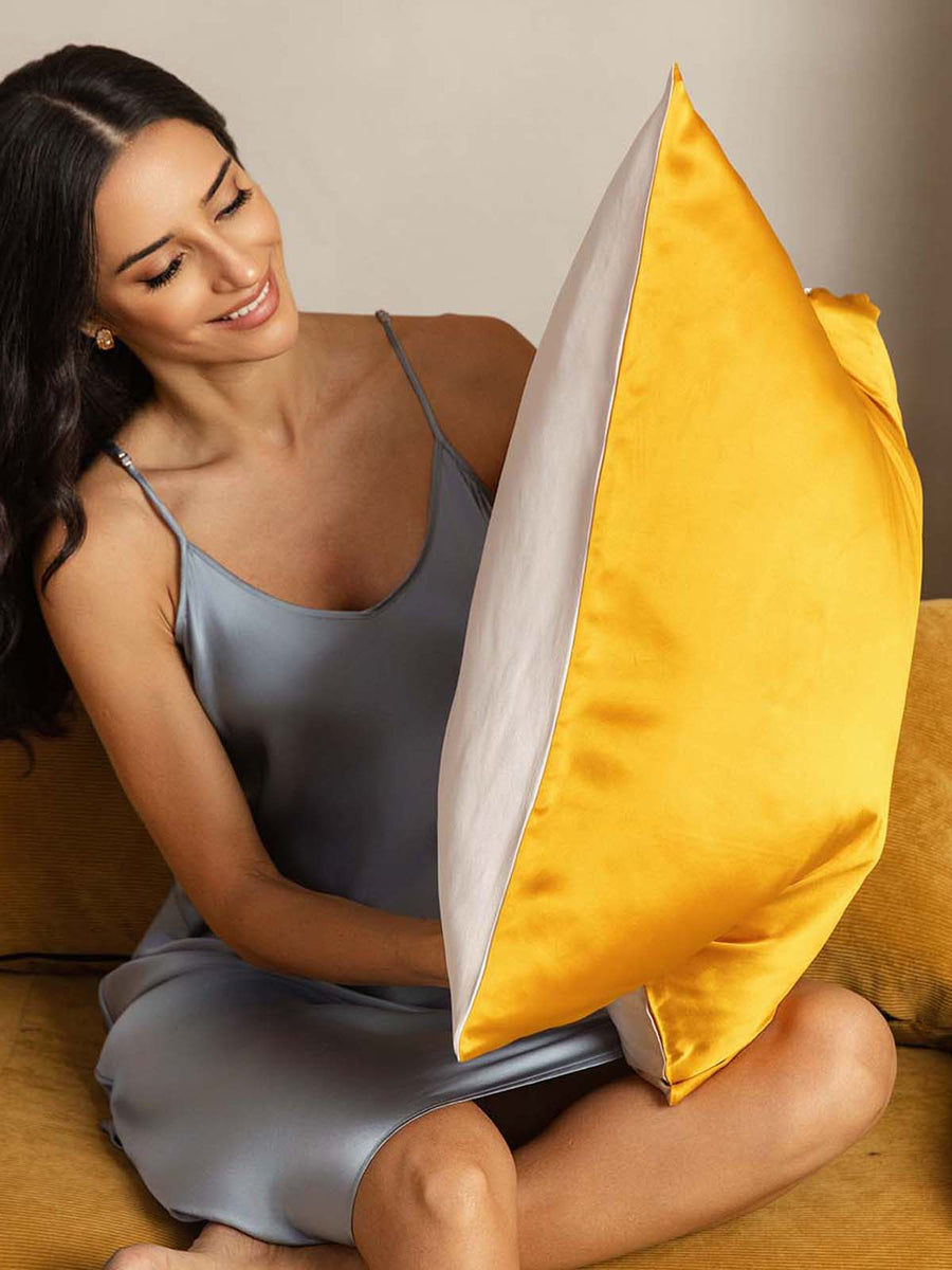 19Momme 100% Mulberry Silk Pillowcase - Two-tone Design