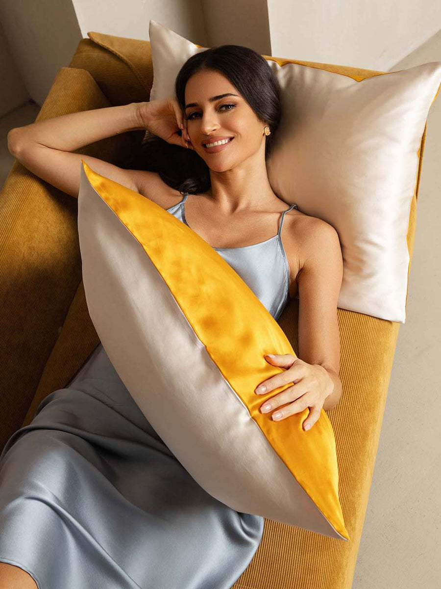 19Momme 100% Mulberry Silk Pillowcase - Two-tone Design
