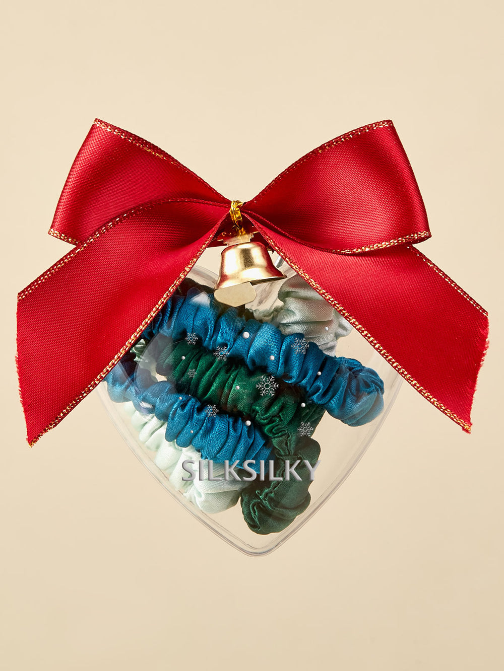 3Pcs 100% Mulberry Silk Holiday Skinny Hair Scrunchie Ornament - 1cm