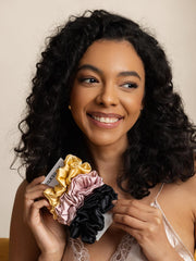 6Pcs Bundle 100% Mulberry Silk Large Hair Scrunchies - 3.5cm