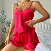Sleepwyn Satin Ruffled Cami Pajama Set