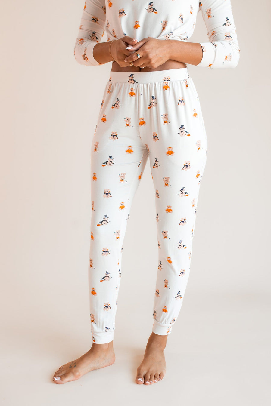 Women's Jogger Pajama Set in Halloween Teddy