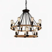 Hemp Rope Industrial Large Circle Chandelier