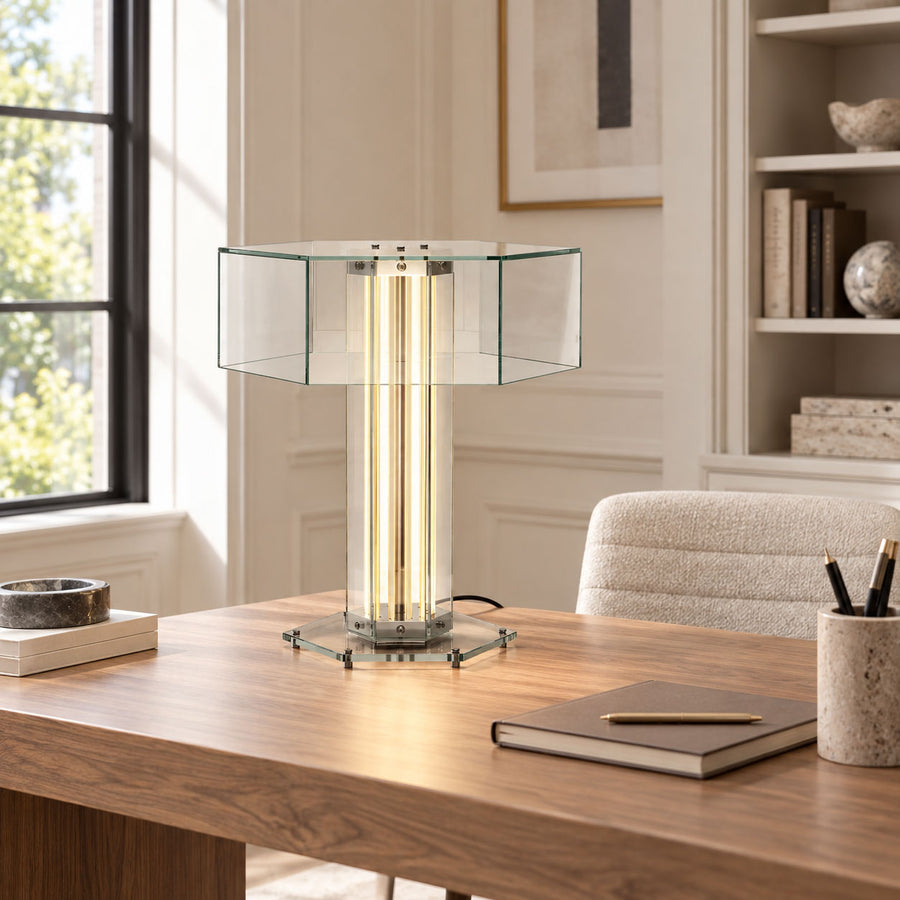 Hexagonal Glass Table Lamp