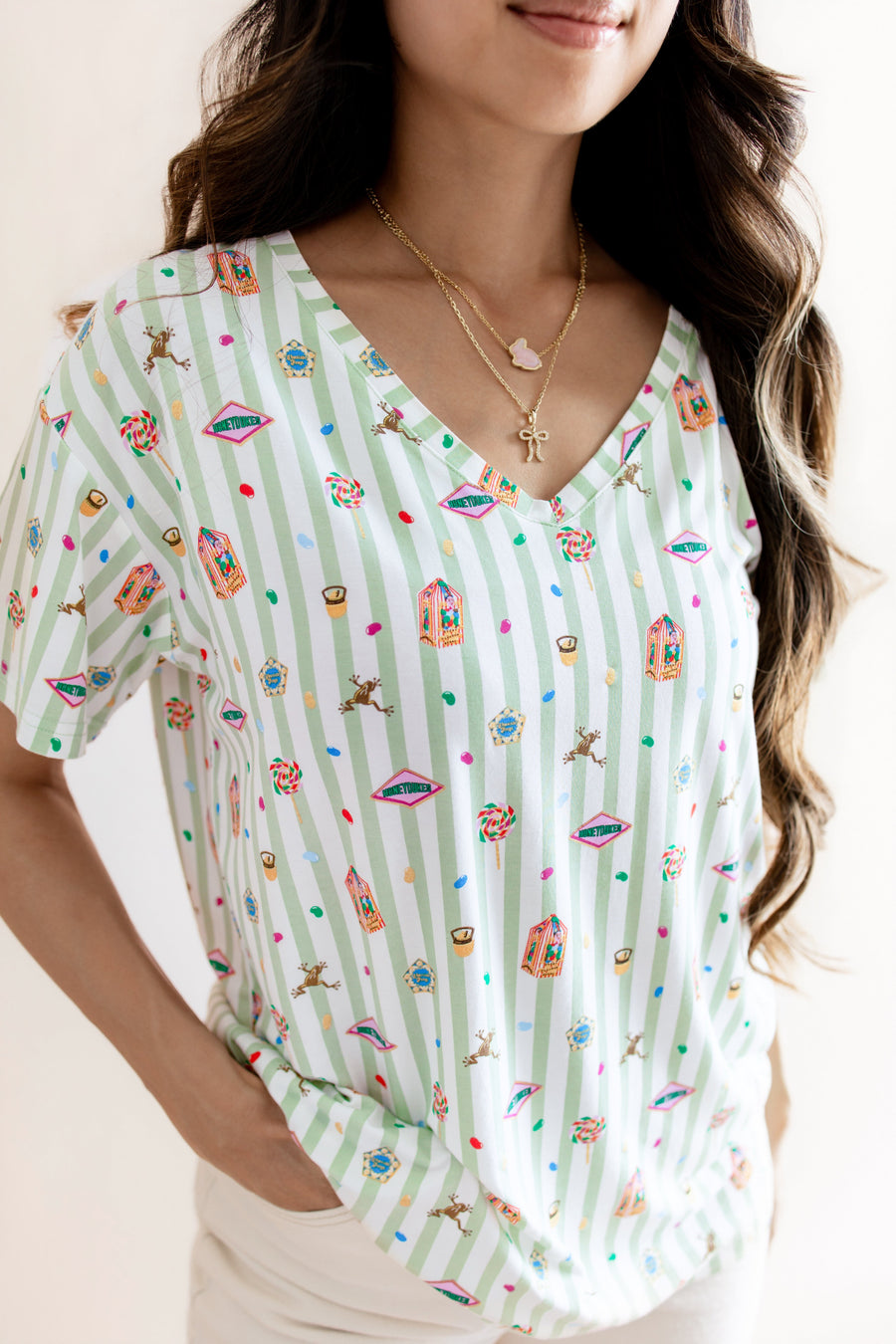 Women's Oversized V-Neck Tee in Honeydukes