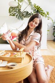 Women's Short Sleeve Pajama Set in Blush Sushi