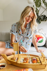 Women's Short Sleeve Pajama Set in Ice Sushi