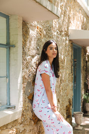 Women's Short Sleeve Cropped Pajama Set in Mahjong