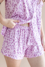 Women's Short Sleeve Pajama Set in Thistle Leopard