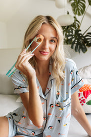 Women's Short Sleeve Pajama Set in Ice Sushi