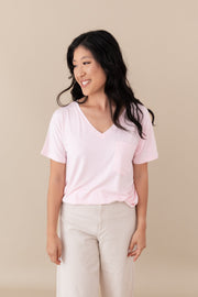Women's Oversized V-Neck Tee in Sakura
