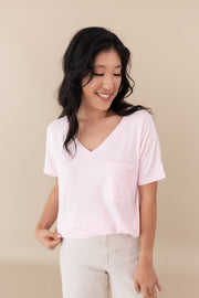 Women's Oversized V-Neck Tee in Sakura
