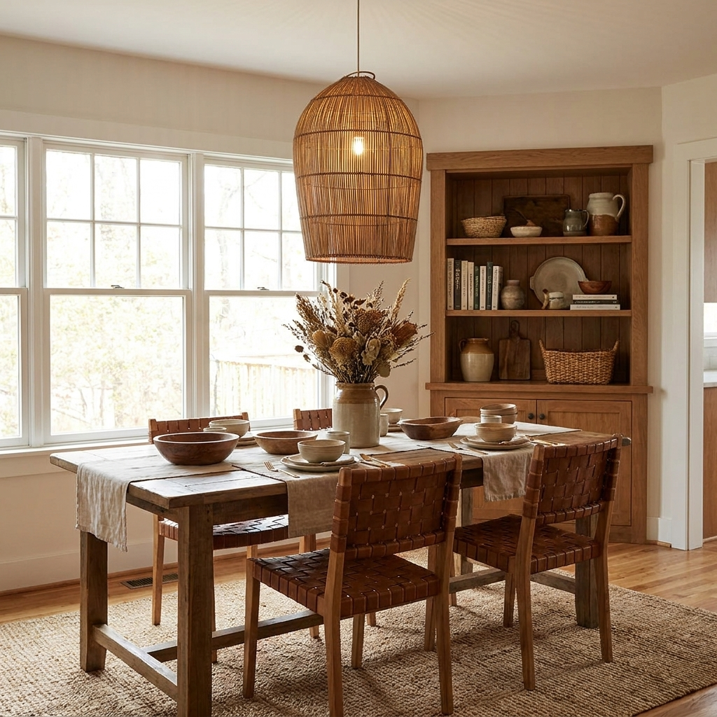 Lantern Woven Rattan Pendant Lamp