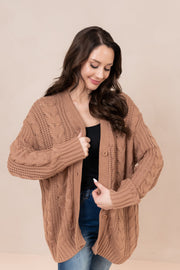 Cable Knit Cardigan in Latte