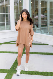 Women’s Biker Short Set in Latte