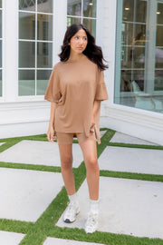 Women’s Biker Short Set in Latte