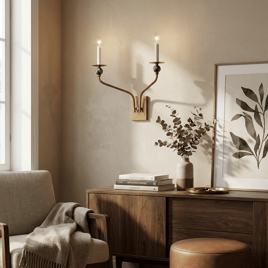Laurel Branching Brass Sconce