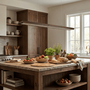 Louvered Wood Linear Pendant Light