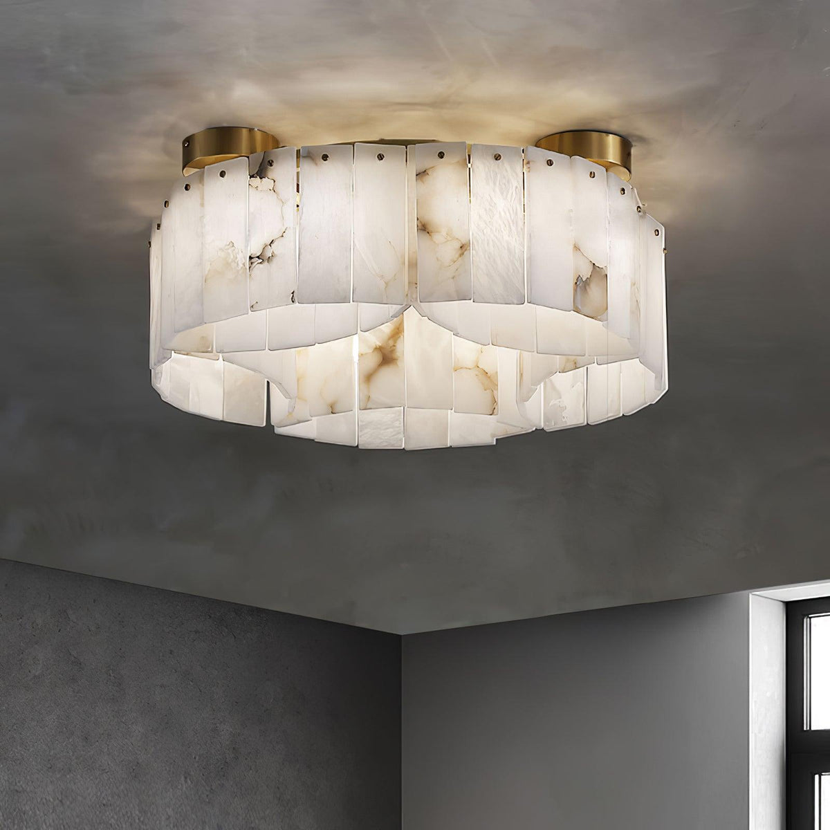 Luxe Alabaster Brass Ceiling Lamp