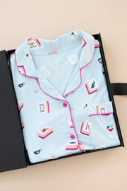 Women's Short Sleeve Cropped Pajama Set in Mahjong