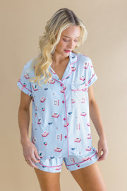 Women's Short Sleeve Pajama Set in Mahjong