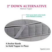 Plush Fiber 2 Inches Mattress Topper Down Alternative Anchor Bands