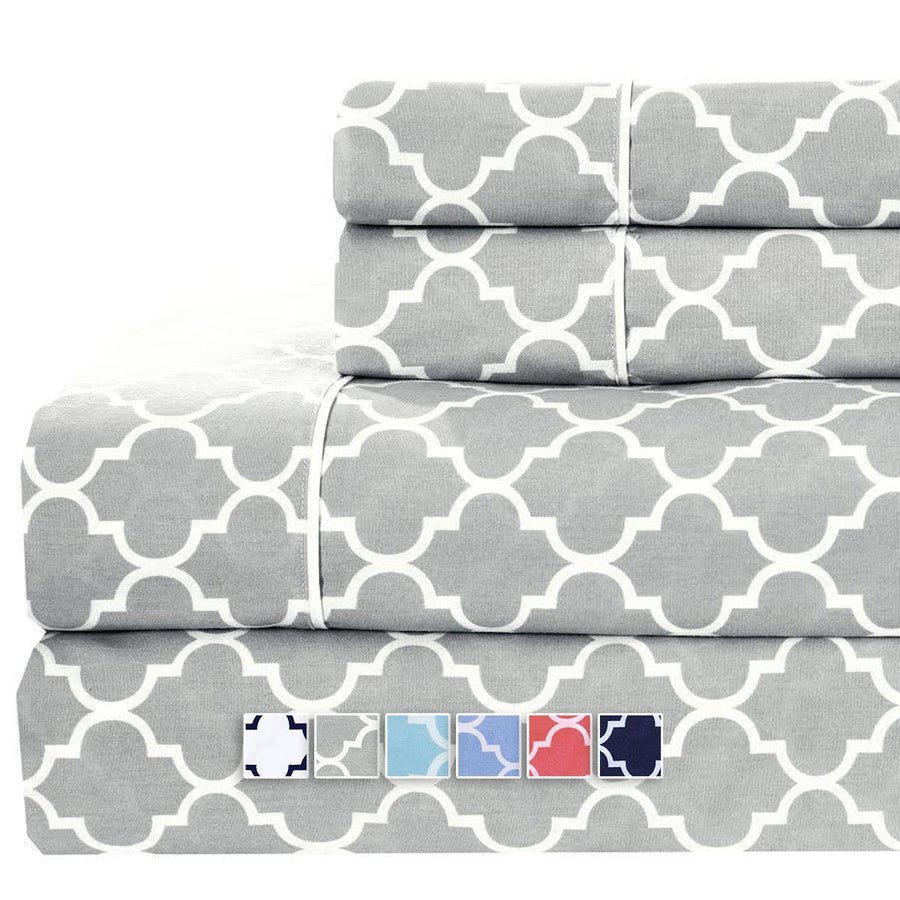 Quatrefoil Printed Percale Sheets Set – Meridian