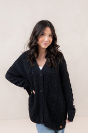 Cable Knit Cardigan in Midnight