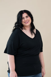 Women's Oversized V-Neck Tee in Midnight