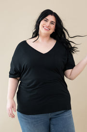 Women's Oversized V-Neck Tee in Midnight