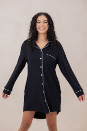 Long Sleeve Women’s Nightshirt in Midnight