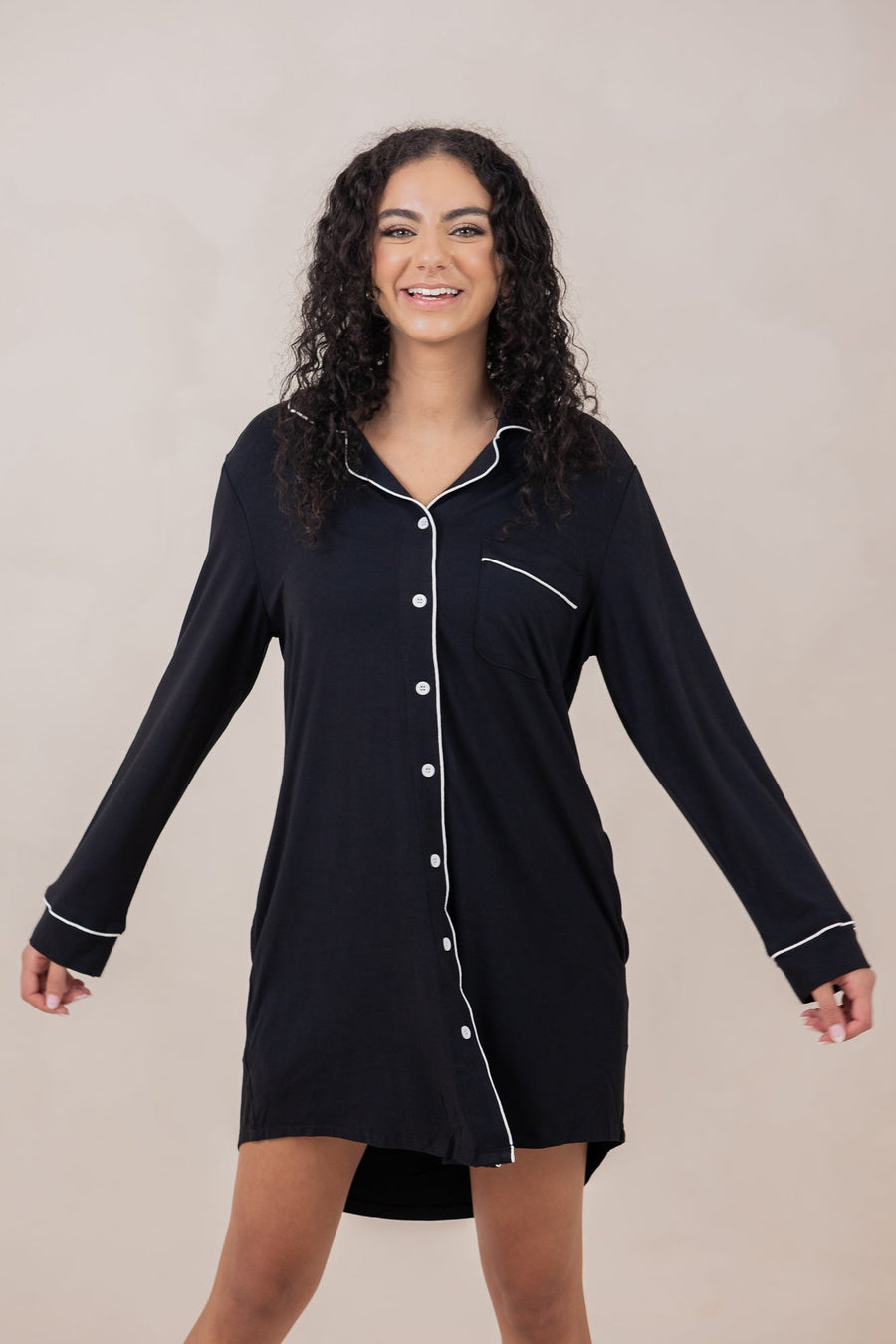 Long Sleeve Women’s Nightshirt in Midnight
