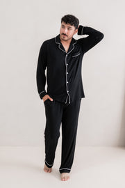 Men's Long Sleeve Pajama Set in Midnight