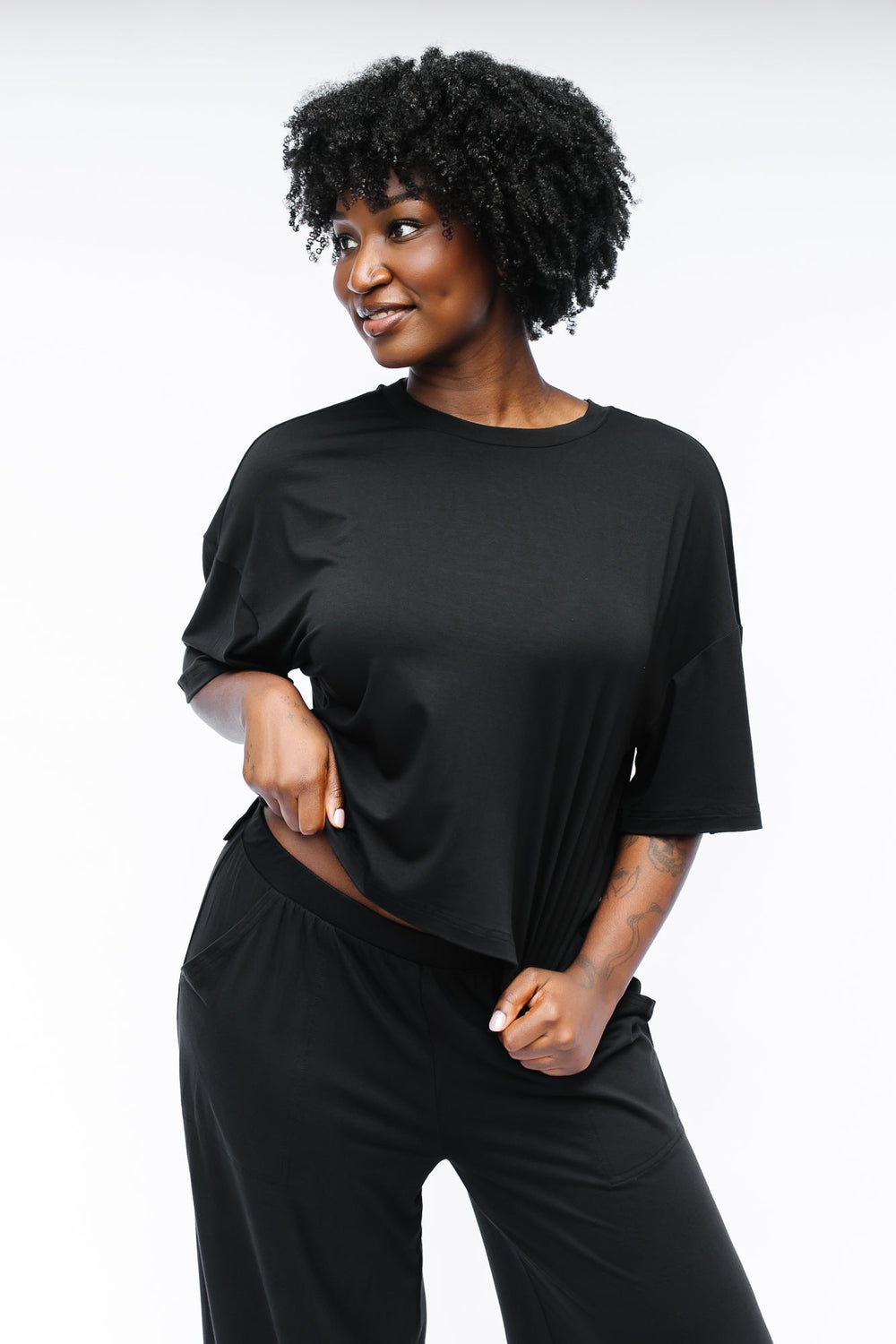 Women's Short Sleeve Boxy Tee in Midnight