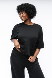 Women's Short Sleeve Boxy Tee in Midnight