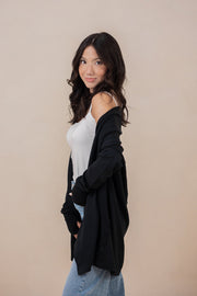 Women's French Terry Wrap Top in Midnight