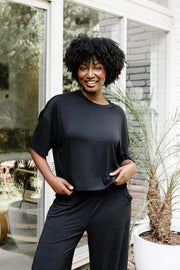 Women's Short Sleeve Boxy Tee in Midnight