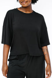 Women's Short Sleeve Boxy Tee in Midnight