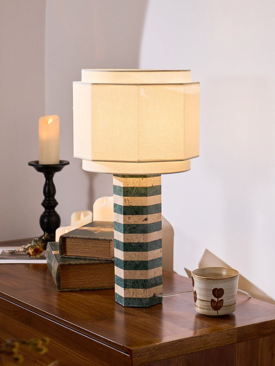 Modari Striped Stone Table Lamp