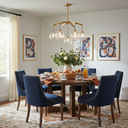 Modern 7-Light  Brass Branch Textured Glass Globe Chandelier