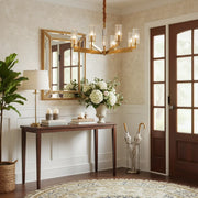 Modern 8-Light Clear Crystal Glass Gold Brass Branch Chandelier
