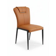 Modish Solid Back Padded Upholstery Leather Dining Chair
