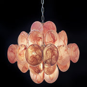 Glass Pink Disc Chandelier