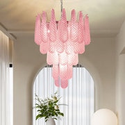 Pink Glass Droplet Chandelier