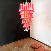 Glass Red Petals Spiral Chandelier