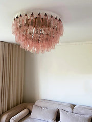 Rhombus Pink Glass Ceiling Lamp