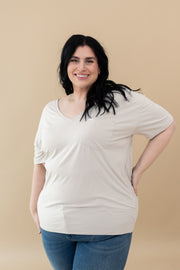 Women's Oversized V-Neck Tee in Oat