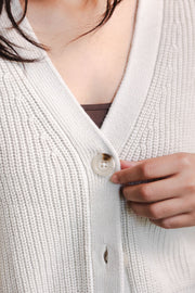 Chunky Knit Women's Cropped Cardigan in Oat